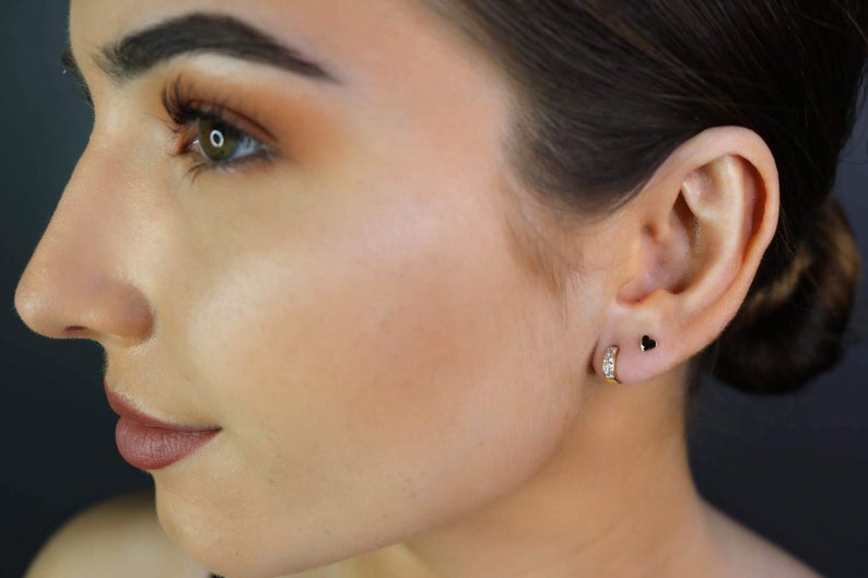 14K Solid Gold Heart Stud Earrings | Small or Tiny Heart Studs